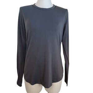 Athleta Top Gray Long Sleeve Crew Neck Tee Shirt Mesh‎ Detail Womens Medium